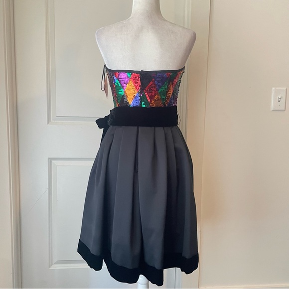 VTG Julie Duroche X After Five Harlequin sequin Strapless Cocktail Party Dress - Picture 4 of 9
